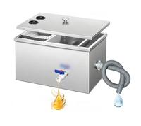 Commercial Grease Trap, 45L Stainless Steel Grease Interceptor Sink Trap with 2 Top Inlets, Water Oil Separator Filter for Restaurant Kitchen Home 50X30X30cm