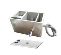 Commercial Grease Trap, 45L Stainless Steel Grease Interceptor Sink Trap with 2 Top Inlets, Water Oil Separator Filter for Restaurant Kitchen Home 50X30X30cm