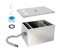 Commercial Grease Trap 45L, Stainless Steel Waste-Water Oil Filter Separator with 2 Top Inlets, Grease Interceptor Under Sink with Removable Baffles, for Home Restaurant Kitchen Canteen, 50X30X30cm