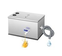 Commercial Grease Trap, 50L Stainless Steel Grease Interceptor, Oil Water Separator with 2 Inlets and 5-Layer Filter, for Kitchen Restaurant Sink