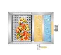 Commercial Grease Trap Interceptor, Stainless Steel Under Sink Waste Fat Oil Water Separator, Grease Trap Filter with Lid, Inlets & Outlet, for Restaurant Factory Home Kitchen, 35x25x23cm, 18-20L