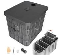 Commercial Grease Trap- PE Material, Full Seal & Locking Buckles, Pressure & Non-Deformable, 6/7/9-layer Filtration, Threaded Oil Drain Port, Odor-Proof for Kitchen Sink Drainage , 45x35x30CM,Left