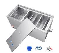 Commercial Grease Trap, Stainless Steel Interceptor with Sealing Ring and PVC Pipe, for Home and Restaurant Kitchen Wastewater Management