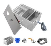 Commercial Grease Traps for Restaurant Under Sink Kitchen, Stainless Steel Interceptor Top Inlet, Waste Water Oil-Water Separator/40 * 25 * 23Cm/16 * 10 * 9In