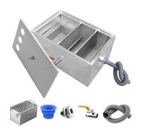 Commercial Grease Traps for Restaurant Under Sink Kitchen, Stainless Steel Interceptor Top Inlet, Waste Water Oil-Water Separator/60 * 40 * 30Cm/24 * 16 * 12In