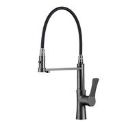 Commercial Grey Kitchen Faucet with Sprayer Single Handle Spring Spout Faucets Pull Down Sprayer Solid Brass Kitchen Sink Tap Farmhouse Kitchen Taps,