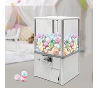 Commercial Gumball Vending Machine Alloy Capsule Toy Dispenser | Heavy-duty alloy gumball machine with dual locks, 360° knob and large 800-1000 coin capacity(White)