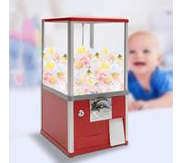 Commercial Gumball Vending Machine Alloy Capsule Toy Dispenser | Heavy-duty alloy gumball machine with dual locks, 360° knob and large 800-1000 coin capacity(Red)