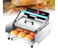 Commercial Hamburger Bun Toaster, Double-Layer Bread Heating Machine - Electric Baking Grill with Adjustable Timer (0-3 Min) & Temperature Control (50-300°C), for Restaurants, Cafés
