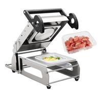 Commercial Hand Pressure Tray Sealer, Food Heat Sealing Machine with Temperature Control, 7-8 Seals/Min, Stainless Steel, for Takeaway Boxes, Meat, Fish, Cooked Foods, Restaurants