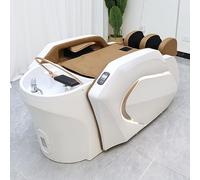 Commercial Head SPA Bed Professional Massage Shampoo Bed with Khaki Elegant Lighting Design, Equipped with Water Cycle, Smart Body Massage, Waterproof Headrest