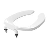 Commercial Heavy Duty Open Front Toilet Seat without Cover that will never slam, Thickened Material, never loosen, ELONGATED, White