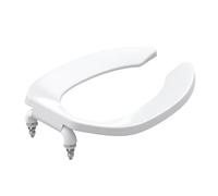 Commercial Heavy Duty Open Front Toilet Seat Without Cover Will Never Loosen and Reduce Call-Backs,Public Toilet Lid Elongated Safe, for Office,Church,Hospital(White 18.5")