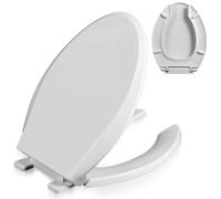 Commercial Heavy Duty Toilet Seat, White PP Open-Front Toilet Cover, Quick Release for Easy Clean, Quiet Soft Close Toilet Lid,Elongated