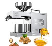 Commercial Home Kitchen Oil Press Machine, 820W Stainless Steel for High Oil Yield, Cold Hot Pressing