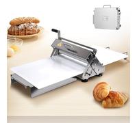 Commercial & Home Manual Foldable Dough Sheeter - Stainless Steel Pastry Roller with Adjustable Thickness (0.5-17.5mm/0.5-27mm) for Bakery Pizza Croissants and More