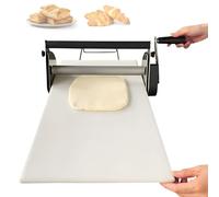 Commercial & Home Use Hand Crank Dough Sheeter Machine,Rs201 Adjustable Thickness (0-27mm) for Croissants,Pizza, Pasta,Foldable Stainless Steel Pastry Roller with Non-Stick Pp Panel,RS201