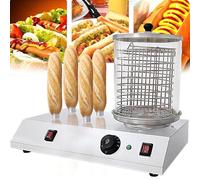 Commercial Hot Dog Roller Machine, Electric Sausage Grill Cooker Machine, with Temperature Control，Detachable Glass Cover&Heating Aluminum Rod, Stainless Steel Hot Dog Maker