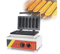 Commercial Hot Dog Waffle Maker Iron Machine, 1500W Electric Nonstick Corn Dog Waffle Maker, 0-300℃ Temp Control, 5min Timer French Muffin Cooker