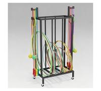 Commercial Hula Hoops and Jump Rope Rack, Heavy Duty Gymnastic Rings Stand with Brake Wheels, Multi-functional School Gym Sport Equipment Storage Shelf