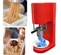 Commercial Ice Cream Machine DIY Mini Fro zen Dessert Machine 7.4 to 7.9 Gal per Hour Soft Serve with 4 Different Shapes, Spaghetti Ice Cream Press, Perfect for Restaurants Snack Bar Red