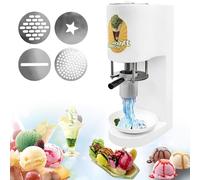 Commercial Ice Cream Machine DIY Mini Fro zen Dessert Machine 7.4 to 7.9 Gal per Hour Soft Serve with 4 Different Shapes, Spaghetti Ice Cream Press, Perfect for Restaurants Snack Bar White