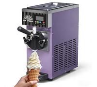 Commercial Ice Cream Maker, 450 W Soft Ice Cream Machine for One Type, 4-5 l/H Power, 2.5 L Storage Container/1 L Freezer Cylinder, Touch Screen, Automatic Cleaning & Pre-Cooling Catering(Purple)