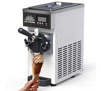 Commercial Ice Cream Maker, 450 W Soft Ice Cream Machine for One Type, 4-5 l/H Power, 2.5 L Storage Container/1 L Freezer Cylinder, Touch Screen, Automatic Cleaning & Pre-Cooling Catering(Silver)