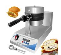 Commercial Ice Cream Maker with 180° Rotating Plates & Digital Timer - Electric Waffle Baker for Restaurants, 0-299°C Temperature Control, Includes Ice Cream Spoon
