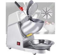 Commercial Ice Crusher Machine with Dual Blades and Covers, Drainage Port, Two Ice Trays for Snow Cones, Cocktails, Slushies