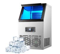 Commercial Ice Machine, 60kg/24H Countertop Ice Maker with Self-Cleaning, Compact, for Bar, Coffee Shop, Tea Shop