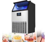Commercial Ice Machine, Under Counter Built-in or Freestanding with 2 Way Water Inlet, Self Cleaning Stainless Steel for Restaurant Bar Kitchen Cafe