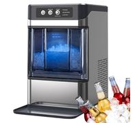 Commercial Ice Maker Machine - 17kg/24h Output, Auto Cleaning, Chewable Crunchy & Clear Ice Cube Options for Home, Bar, Office, and Party Use