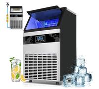Commercial Ice Maker Machine - 55kg/24H Capacity, 40 Cubes in 10-20 Mins, 15kg Stainless Steel Storage, Built-in Water Filter, Ice Scoop for Bars and Restaurants