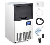 Commercial Ice Maker Machine,Freestanding/Under Counter Stainless Steel Ice Machine,100Lbs/24 Hour with 35Lbs Ice Storage Capacity,Self Cleaning, Ideal for Restaurant/Bar/Cafe/Shop/Home/Office