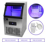COMMERCIAL ICE MAKER STAINLESS STEEL MACHINE 40KG/24HR FREE Ice Crusher & Scoop