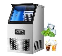 Commercial Ice Maker, Under Counter/Freestanding Ice Machine with Self-Cleaning & Water Filter, 11.5kg/25Lbs Ice Storage, 2 Water Supply Modes, for Bar, Café,Daily Output 60 kg (132 lbs)