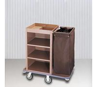 Commercial Janitorial Cart, Heavy-Duty Housekeeping Trolley with 4 Wheels & Storage Bins, 3-Tier Utility Cart for Hotel/Office/School Cleaning Supplies