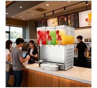 Commercial Juice Dispenser, Stainless Steel Food Grade Drink Dispenser, 1 Tank 2.64 Gallon to 4 Tanks 10.57 Gallon, Cold Only/Hot & Cold