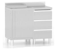 Commercial Kitchen Cabinets Set of 2 Stainless Steel with 3 Drawers Height-Adjustable Feet 50 x 60 x 96 cm Catering Supplies Restaurant Catering Hotel Commercial Kitchen