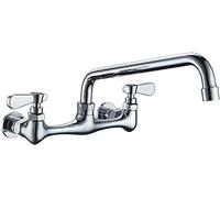 Commercial Kitchen Faucet Wall Mount with 8 Inch Swivel Spout 8" Center Sink 2-Handle Faucet Mixer Tap Polish Chrome,4353