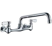 Commercial Kitchen Faucet Wall Mount with 8 Inch Swivel Spout 8" Center Sink 2-Handle Faucet Mixer Tap Polish Chrome,4353