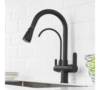 Commercial Kitchen Faucet with Pull Down Sprayer, Black Sink Tap for Bar & Farmhouse Use, Kitchen Sink Filter, Durable and Stylish Design LWX