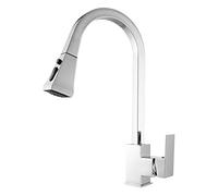 Commercial Kitchen Faucet with Pull Down Sprayer, High Arc Pull Out Kitchen Sink Faucet with Single Handle, Brass Hot and Cold Water Mixer Tap, Polished Chrome