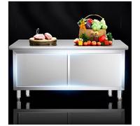 Commercial Kitchen Island - Stainless Steel Prep Table with Large Storage Cabinet, Multifunctional Workbench for Home & Business, Ideal for Cooking & Packing, 80x50x80 cm