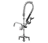 Commercial Kitchen Pre-Rinse Spray Tap POUGEO Pedestal Mini High Pressure Spring Sink Deck Mixer Faucet Chrome Plated,27 inch Arm Taps