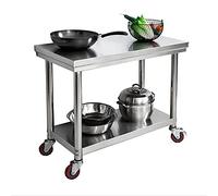 Commercial Kitchen Preparation Table with Bottom Shelf & 4 Wheels - Food Prep Station for Restaurants Catering & Food Service Operations