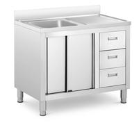Commercial Kitchen Sink 1 Basin Royal Catering Stainless Steel 100 x 60 cm - Commercial Sinks by Silver