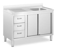 Commercial Kitchen Sink 1 Basin Royal Catering Stainless Steel 120 x 60 cm - Commercial Sinks by Silver