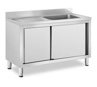 Commercial Kitchen Sink 1 Basin Royal Catering Stainless Steel 120 x 60 cm - Commercial Sinks by Silver